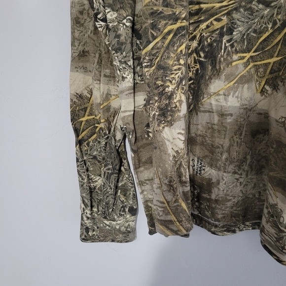 Realtree Men's Large Tree Camo Long Sleeve Shirt T-shirt Hunting Green Brown - Picture 4 of 5
